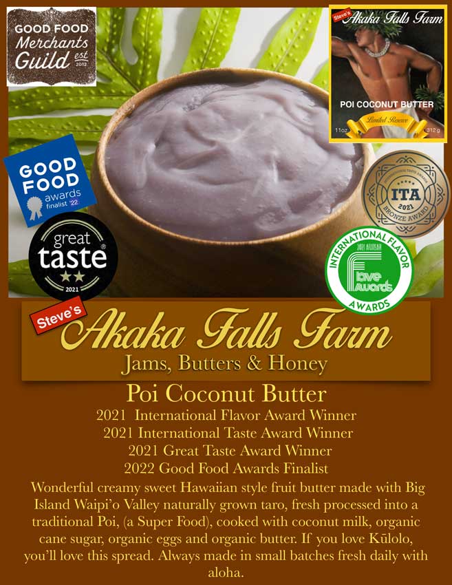 Poi Coconut Butter, 11 ounce Jar Steve's Akaka Falls Farm
