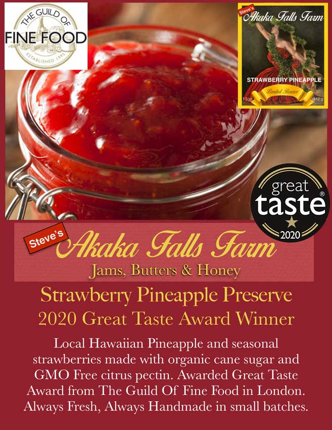 Strawberry Pineapple Preserve, 11 ounces Steve's Akaka Falls Farm