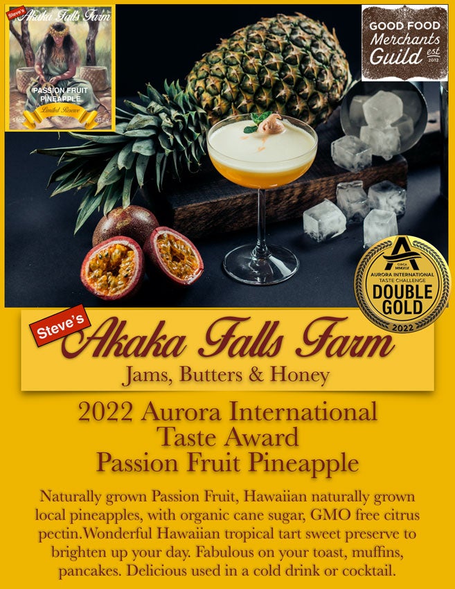 Passion Fruit Pineapple Preserve, 11 ounce jar Steve's Akaka Falls Farm